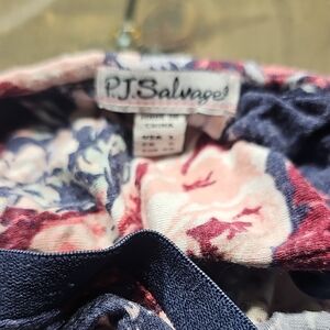 P.J. Salvage Navy Floral Blouse with Pink & Cream Blooms